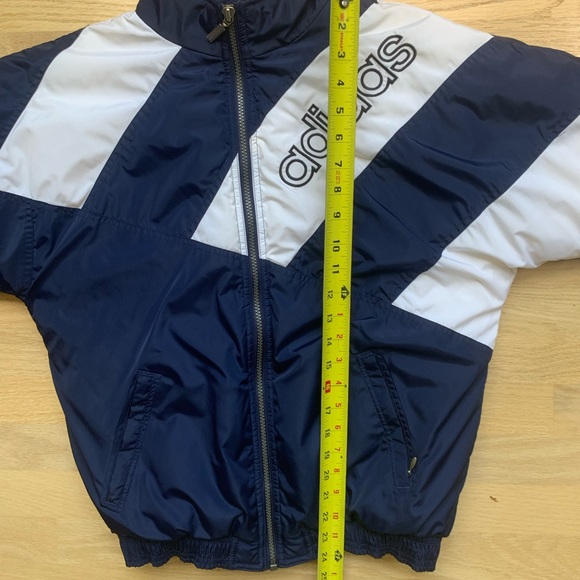 vintage 90’s Adidas bomber jacket coat blue white sz Large / Medium mens - Picture 4 of 12